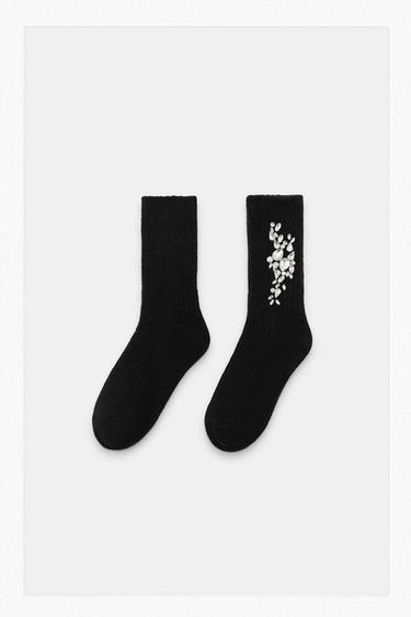 Zara PLAIN JEWEL SOCKS - Black