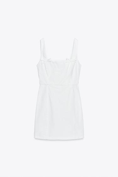 VESTIDO MINI LAZOS - Blanco de Zara