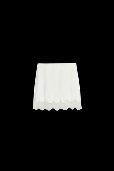 SATIN BANDEAU TOP WITH LACE - Oyster-white by Zara