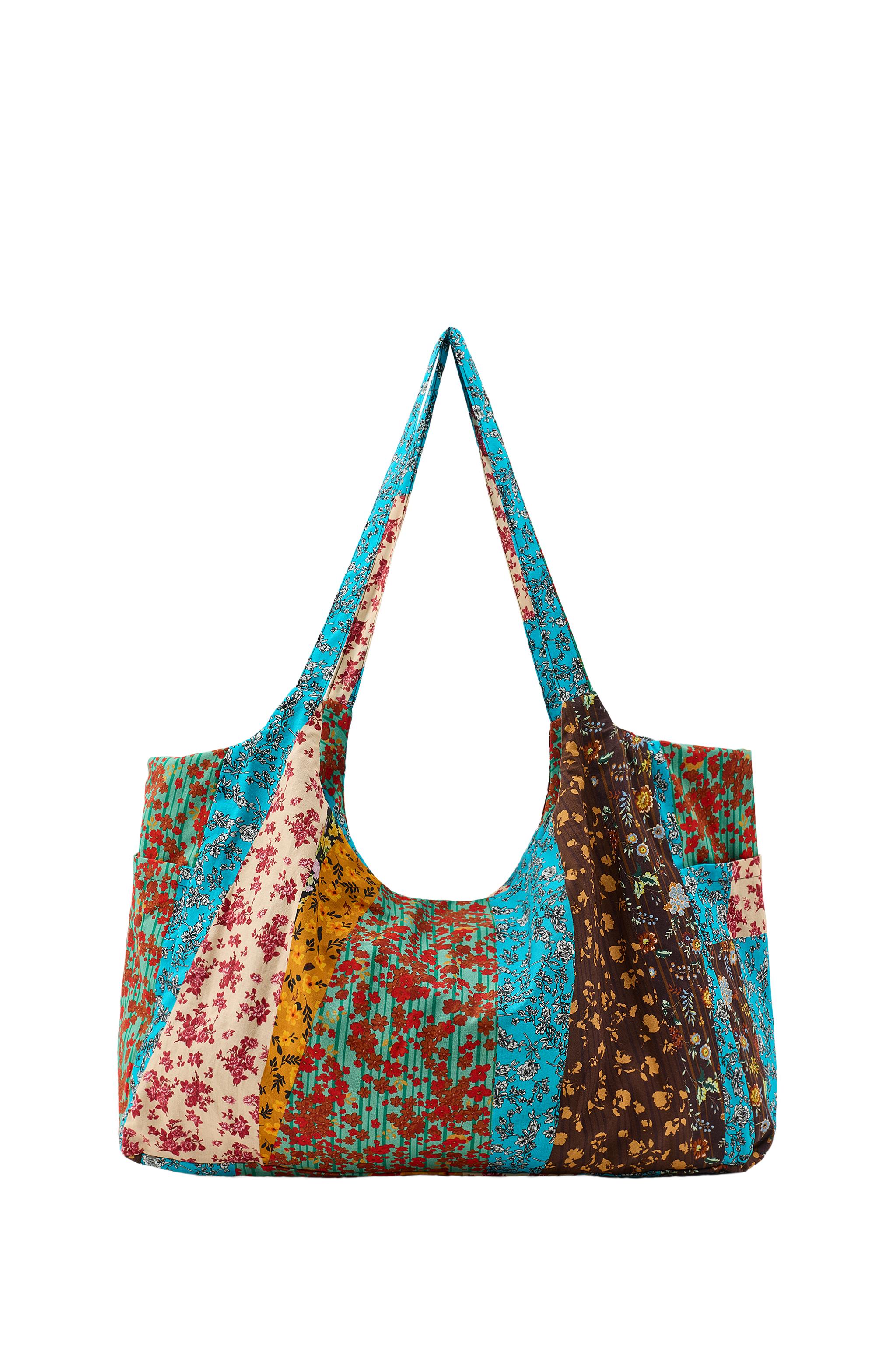 100% COTTON FLORAL PRINT MAXI BAG - Multicoloured | ZARA Singapore