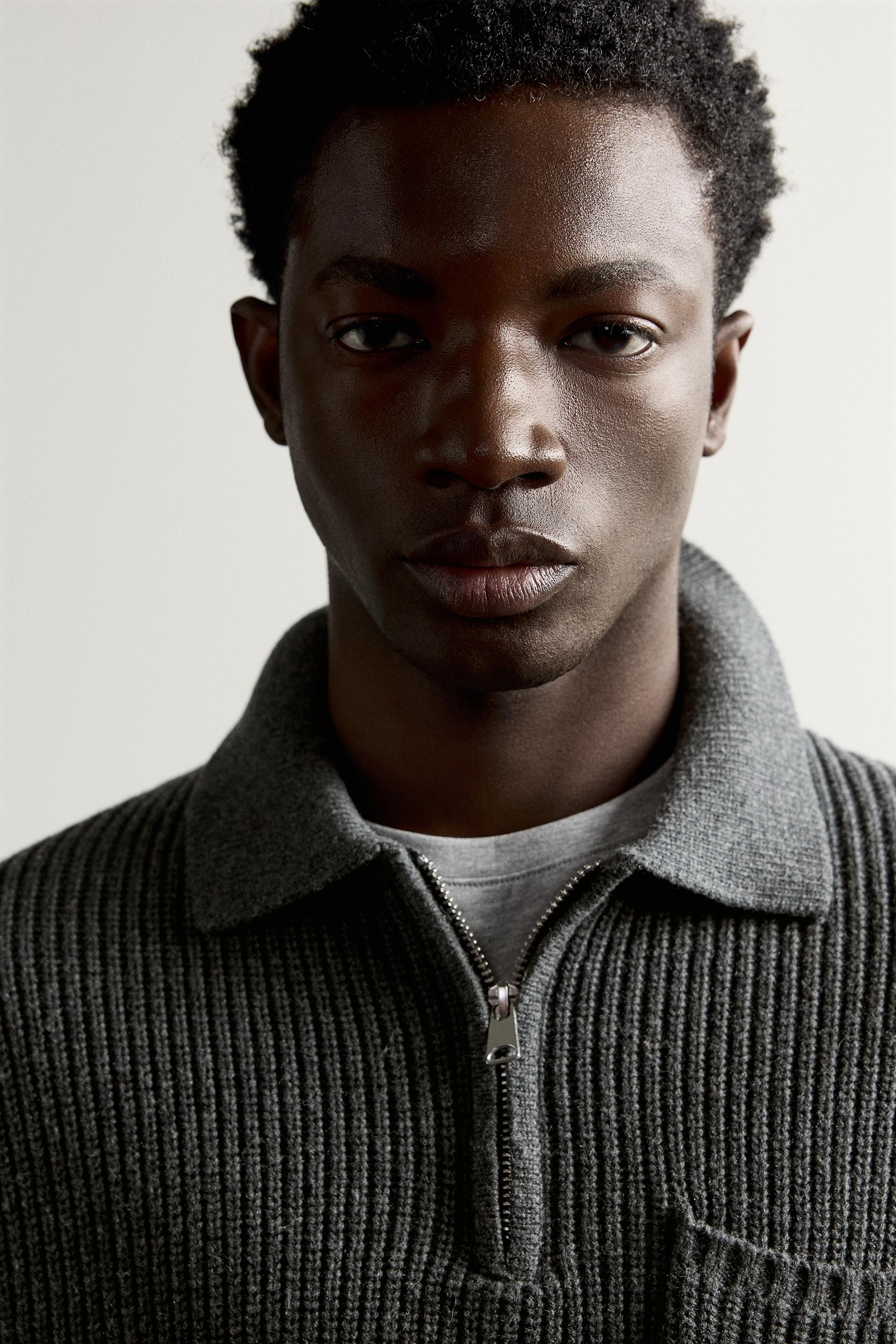 COTTON-WOOL PURL KNIT POLO