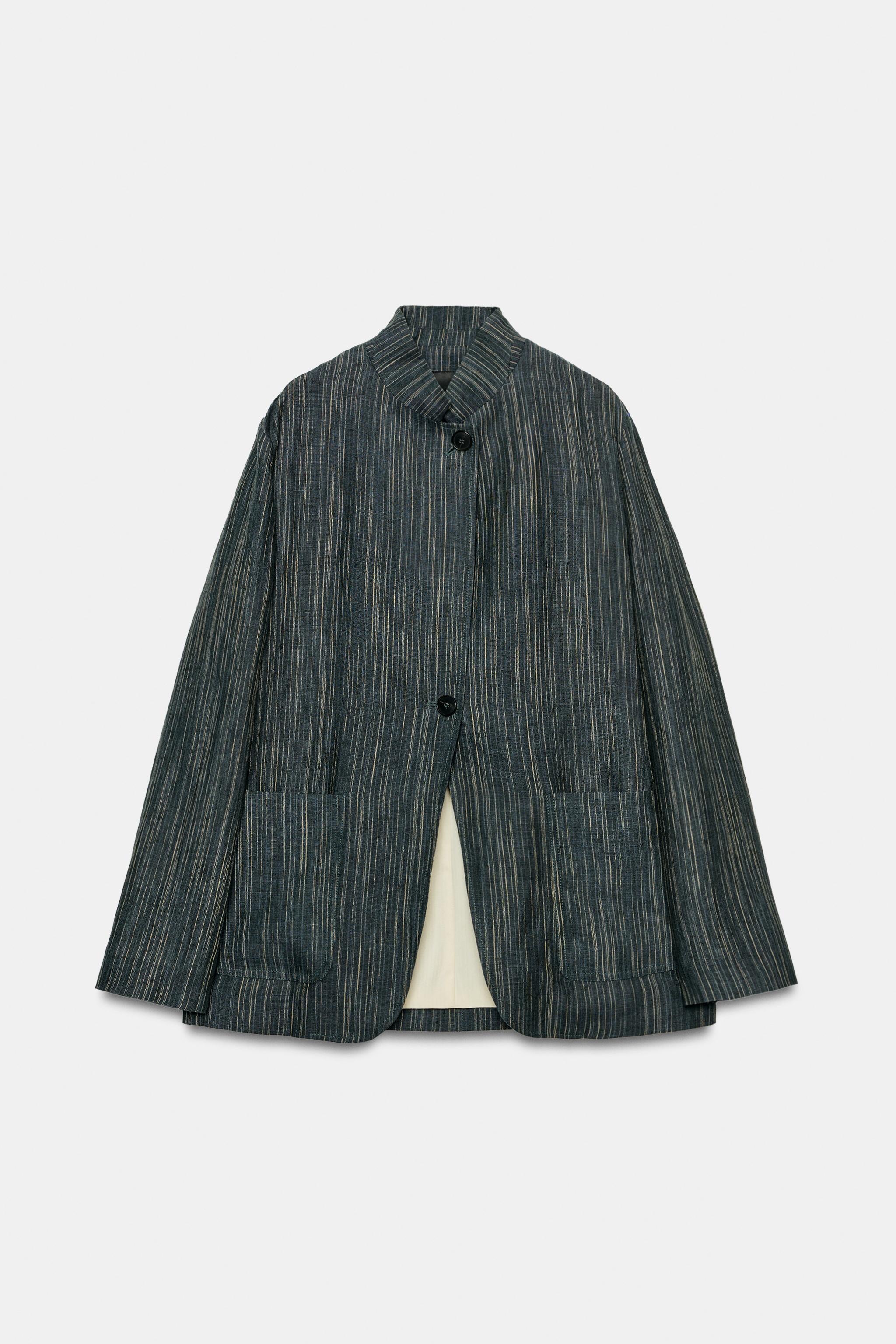 Zara ZW COLLECTION STRIPED LINEN BLAZER — фото 5