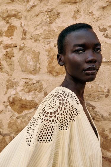 ROBE COURTE BIMATIÈRE CROCHET - Écru moyen de Zara - Image 3
