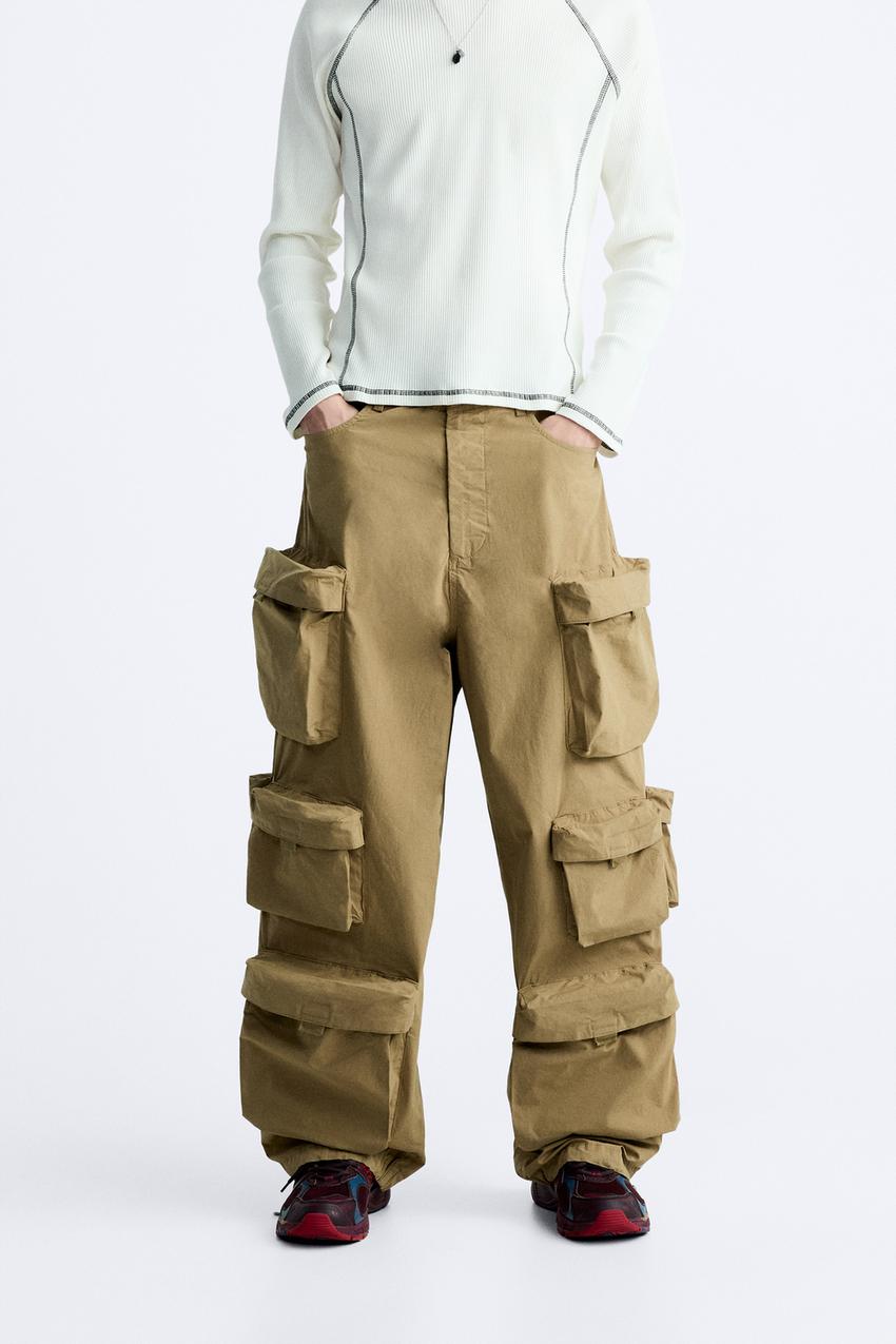 TROUSERS WITH UTILITY POCKETS - camel