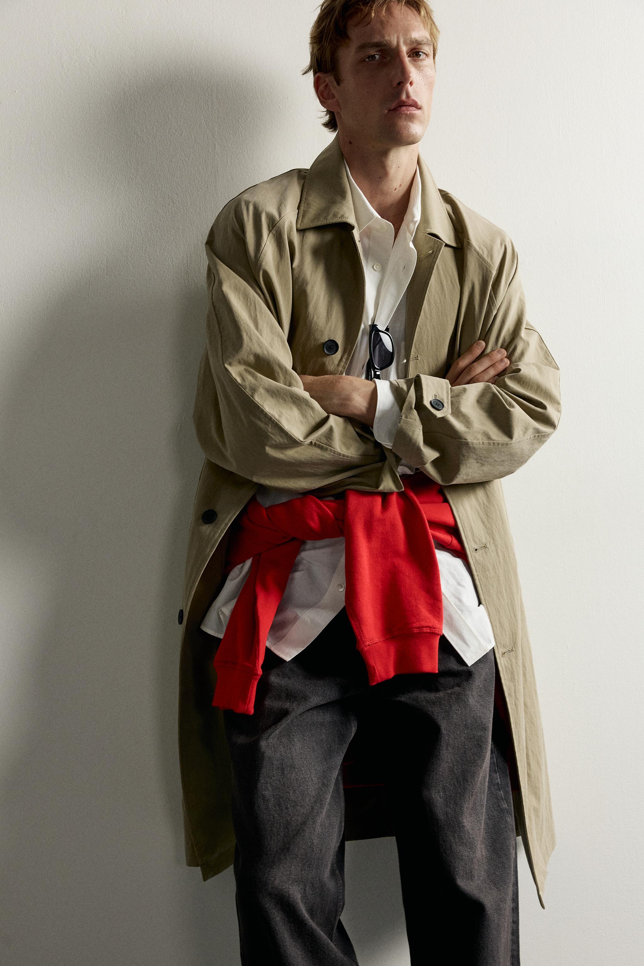 Мужские куртки Zara CONTRAST RELAXED FIT TRENCH COAT — фото 5