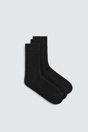 Zara 3-PACK STRUCTURE SOCKS - Black