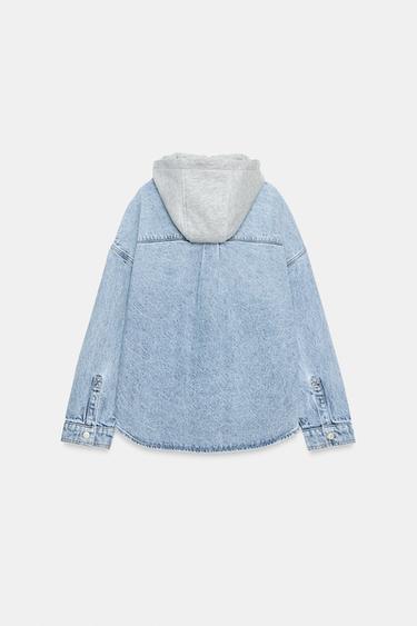 Z1975 OVERSIZE DENIM HOODIE JACKET - Light blue by Zara - Image 9