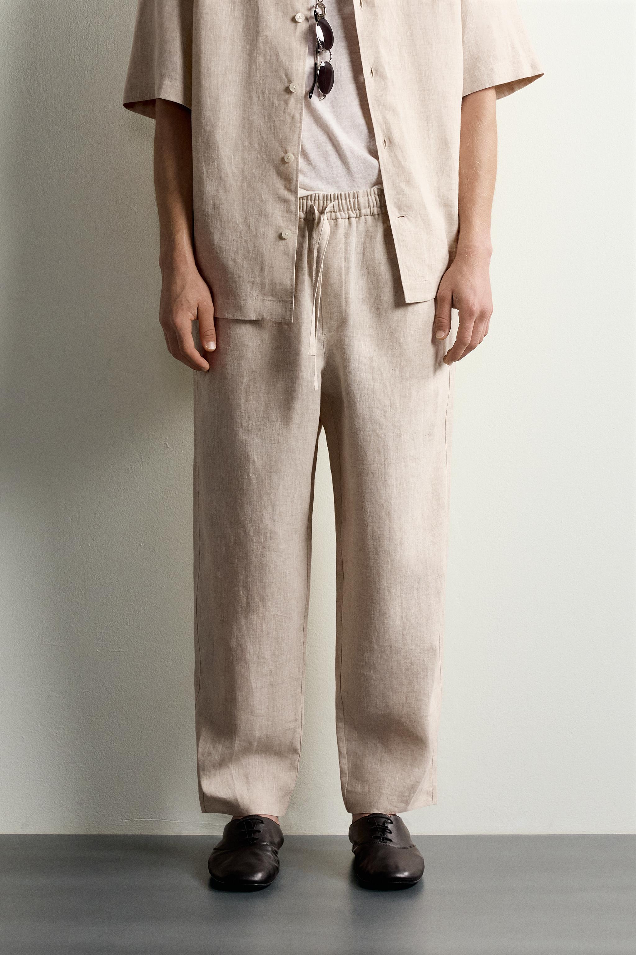100% LINEN RELAXED-FIT PANTS