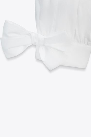 POPLIN SHIRT WITH TIES - White by Zara - Image 2