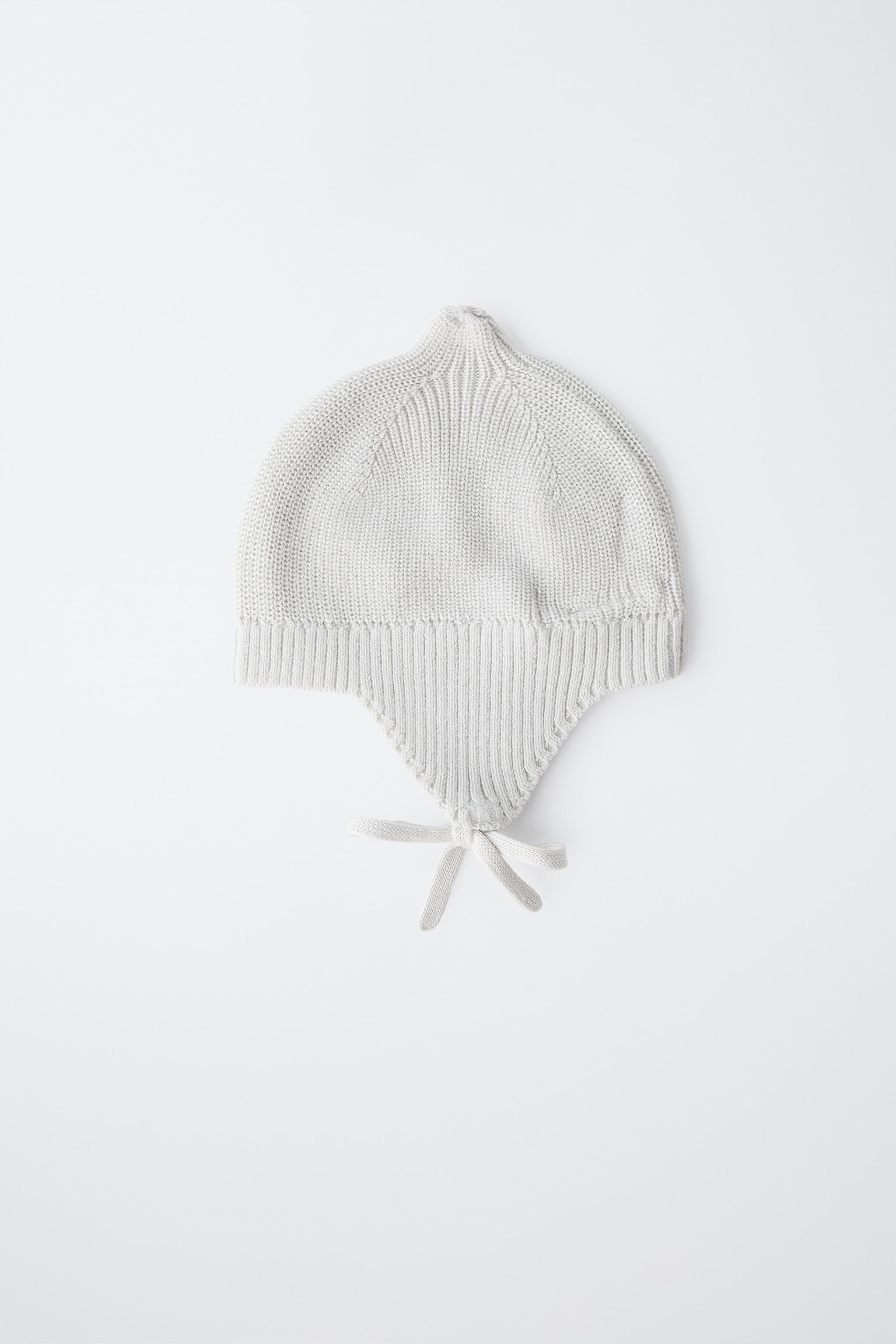 Marchen☆Pearl beanie bonnet hat PEARL KNIT BONNET - Blue / Gray | ZARA United States