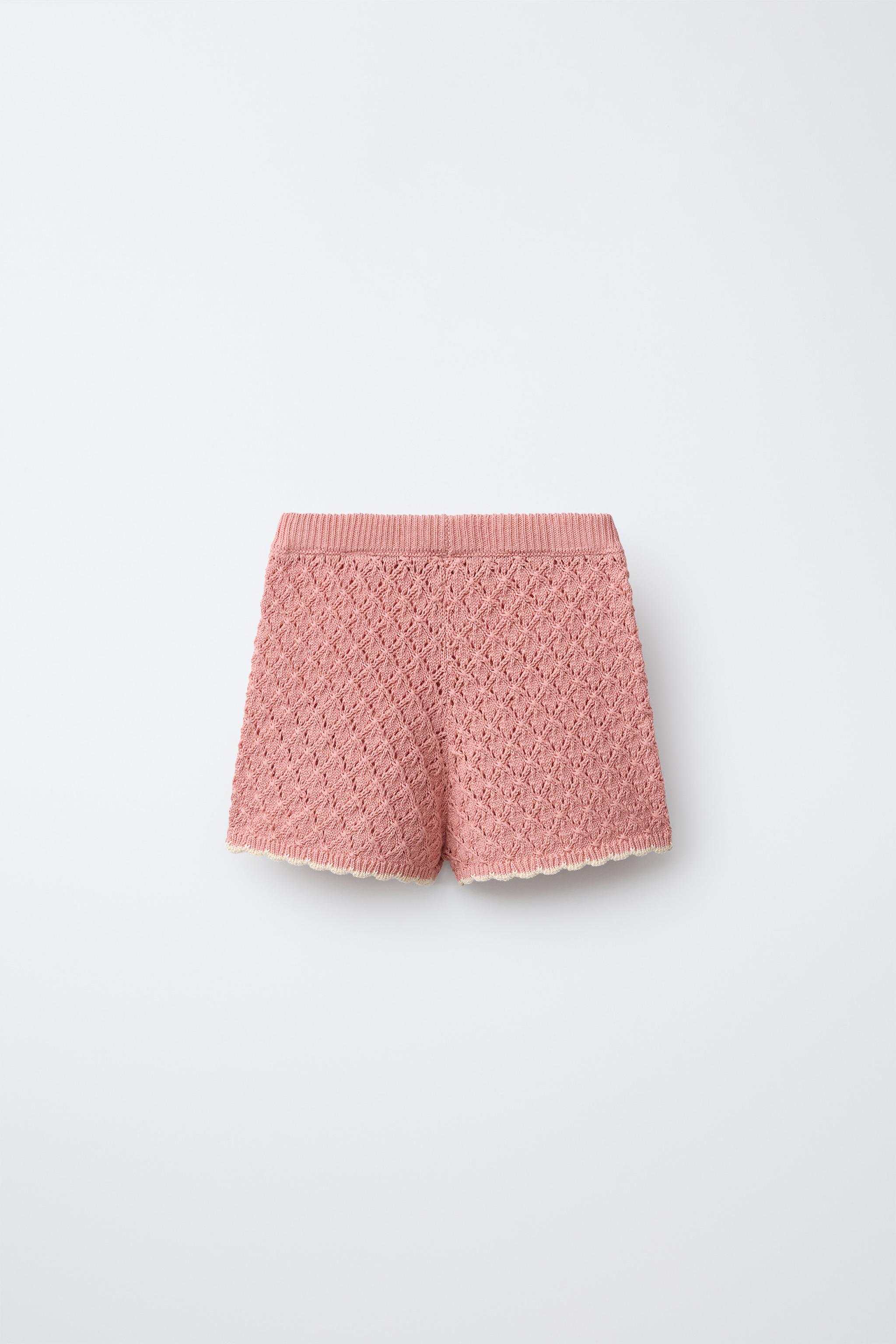 KNIT FLORAL SHORTS - Coral pink | ZARA United States