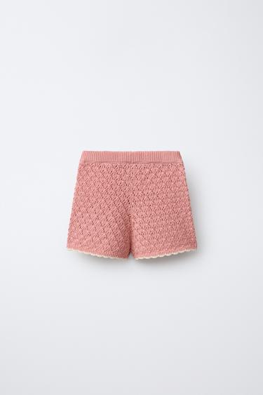 SHORT EN MAILLE À FLEURS - Rose corail de Zara - Image 1