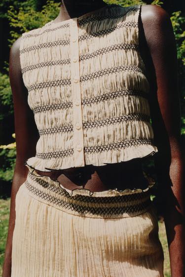 TOP VEST WITH CONTRAST SEAMS - Sand by Zara