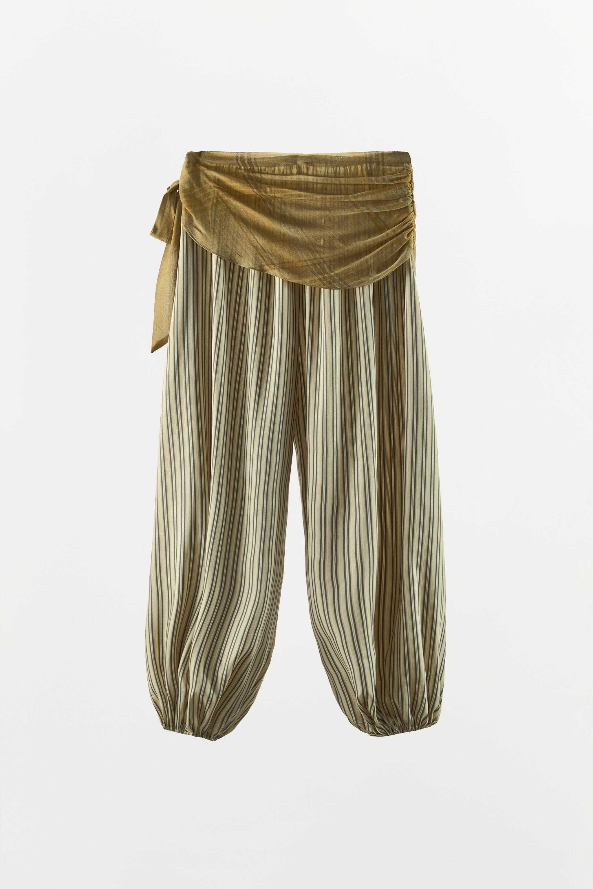 Женские брюки Zara STRIPED PAREO PANTS — фото 8