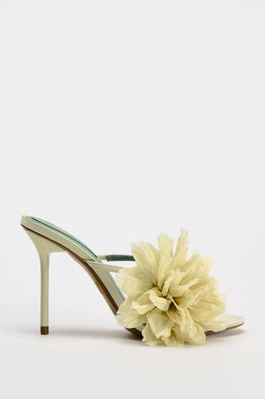 SANDALIA TACÓN MAXI FLOR - Verde de Zara