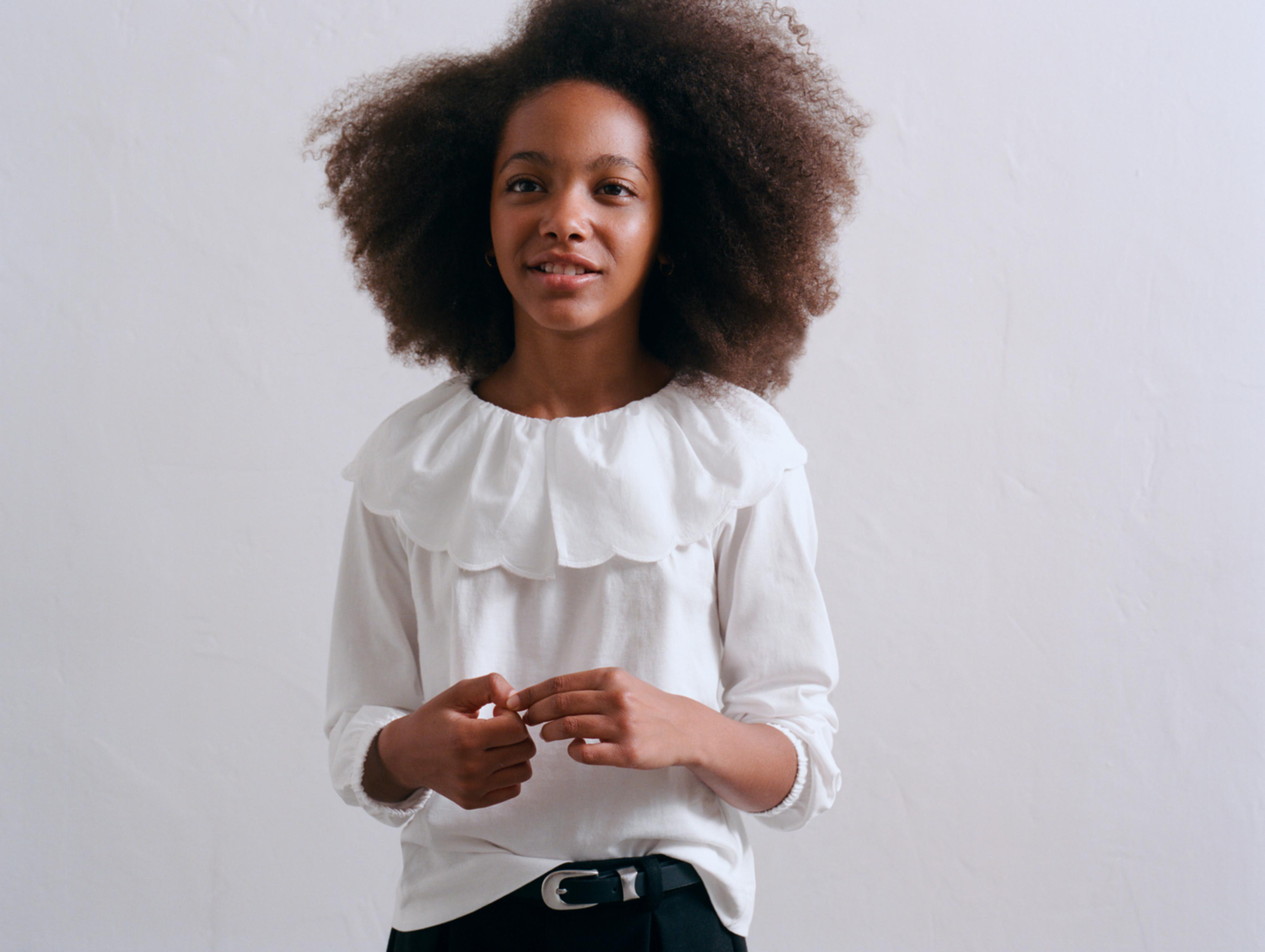 ROMANTIC RUFFLED COLLAR TOP — White