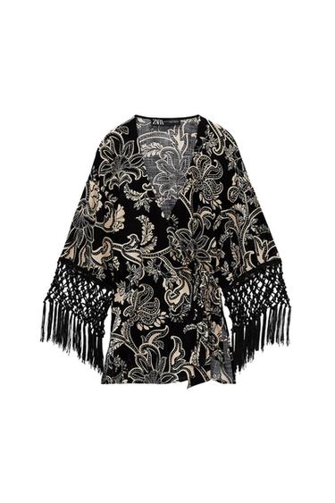 PRINTED JACKET WITH FRINGING
