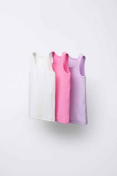 PACK TRES CAMISETAS RIB LISAS - Rosa / Malva de Zara - Imagen 0