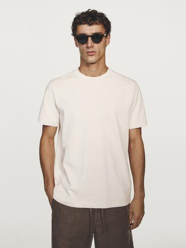 Zara 100% cotton short-sleeve T-shirt - Sand