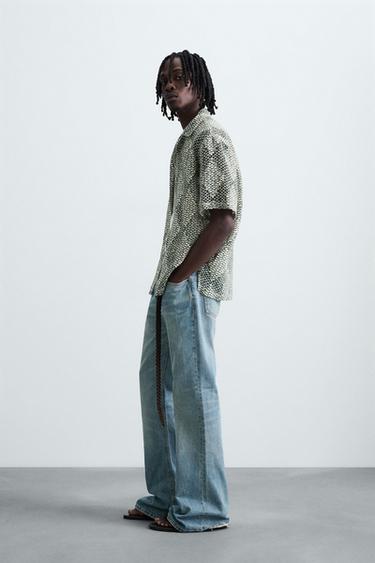 CHEMISE STRUCTURÉE CROCHET - Vert de Zara - Image 3