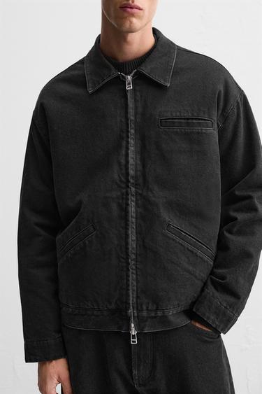 Zara COMBO DENIM JACKET - Black