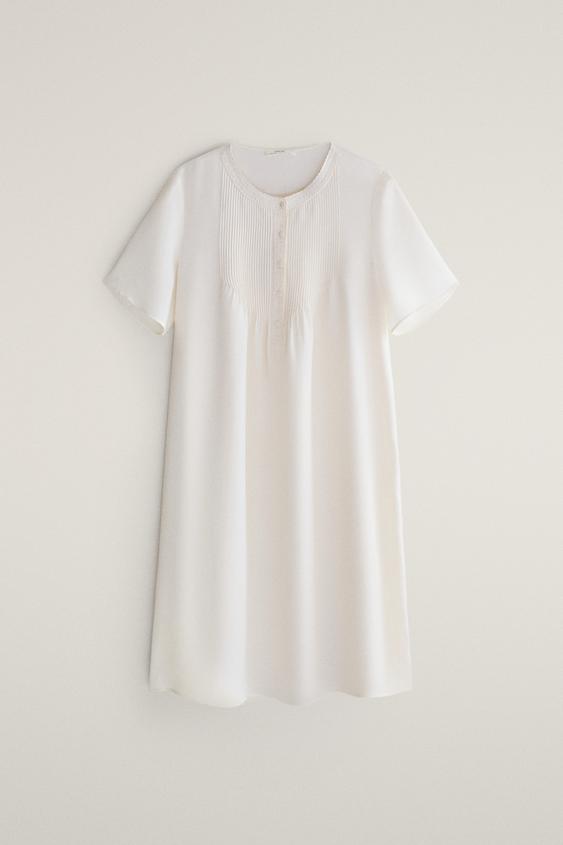 LACE PINTUCK NIGHTDRESS - Ecru by Zara - Image 0
