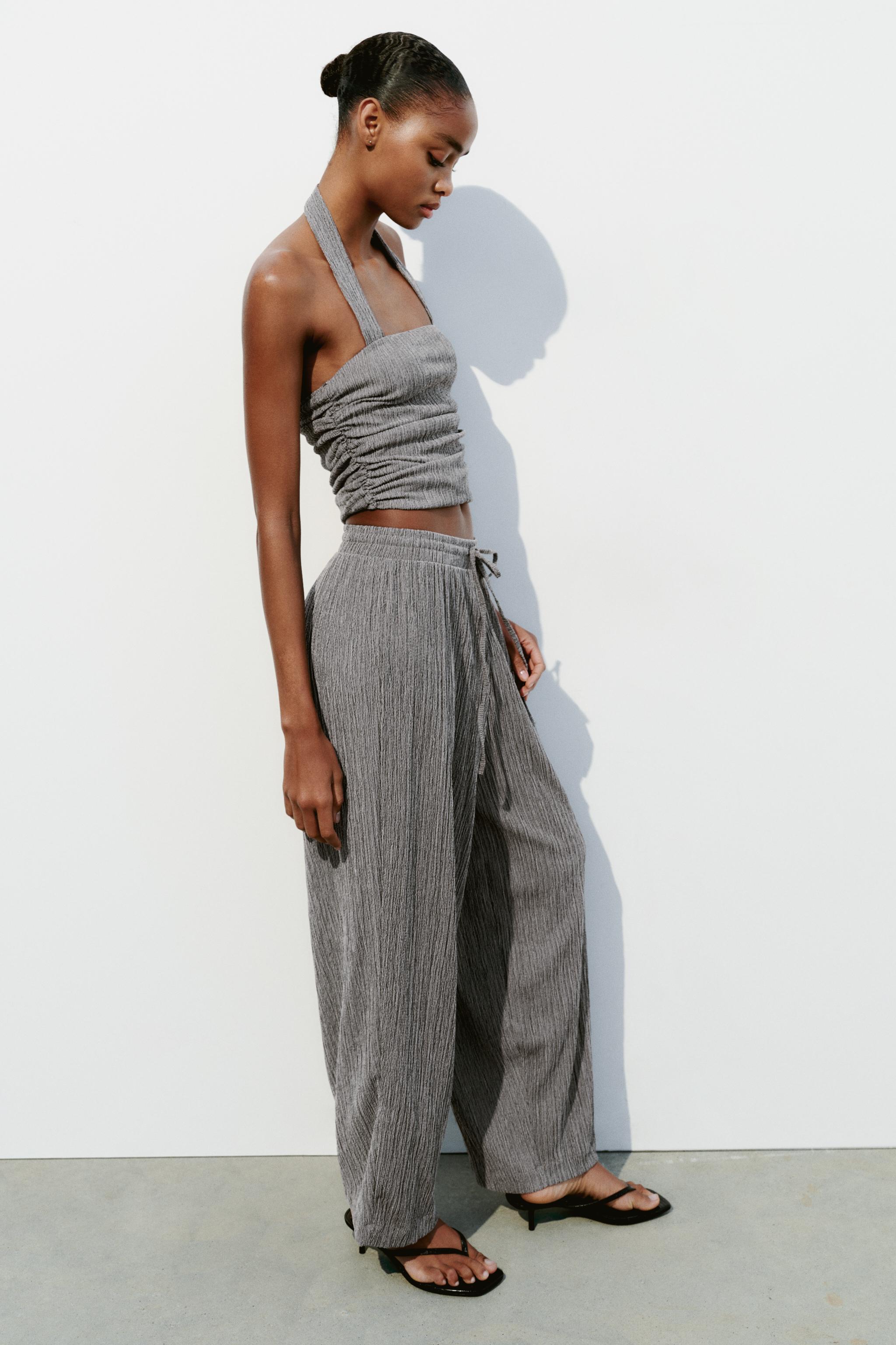 VOLUMINOUS TEXTURED PANTS - Pearl gray | ZARA Canada