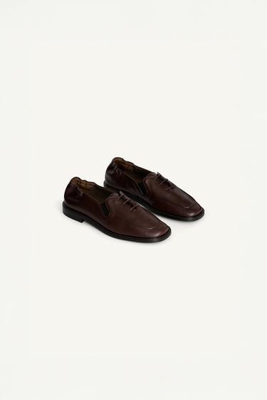 LEATHER SHOES - Burgundy Red by Zara