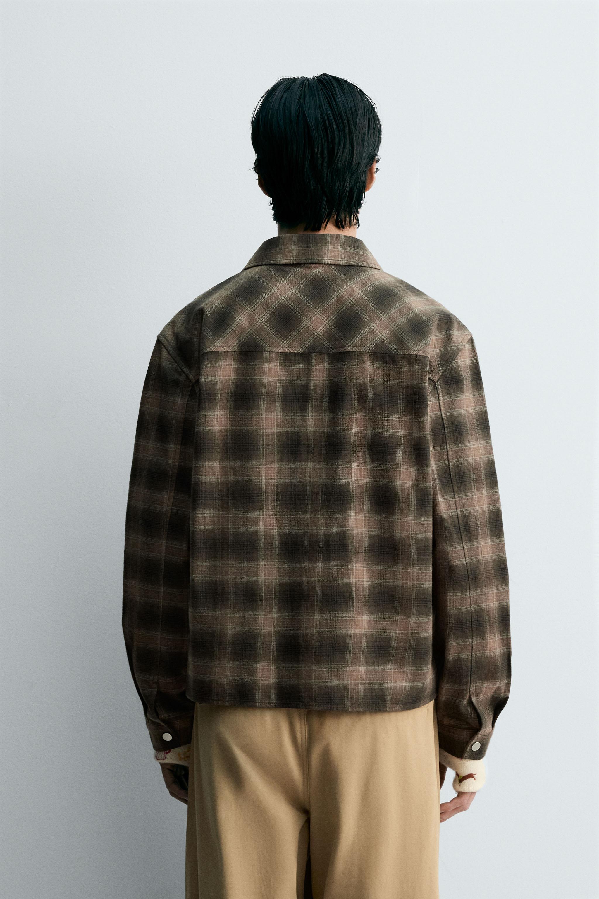 mfpen ブラウン チェック柄 ジップアップジャケット ジップアップ