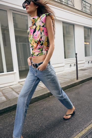 Z1975 SLIM FIT MID-WAIST JEANS WITH BELT - Mid-blue by Zara