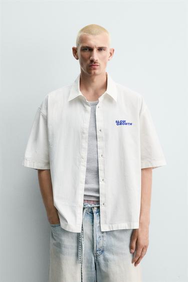 WASHED SHIRT WITH GRAPHIC PRINTS - White by Zara