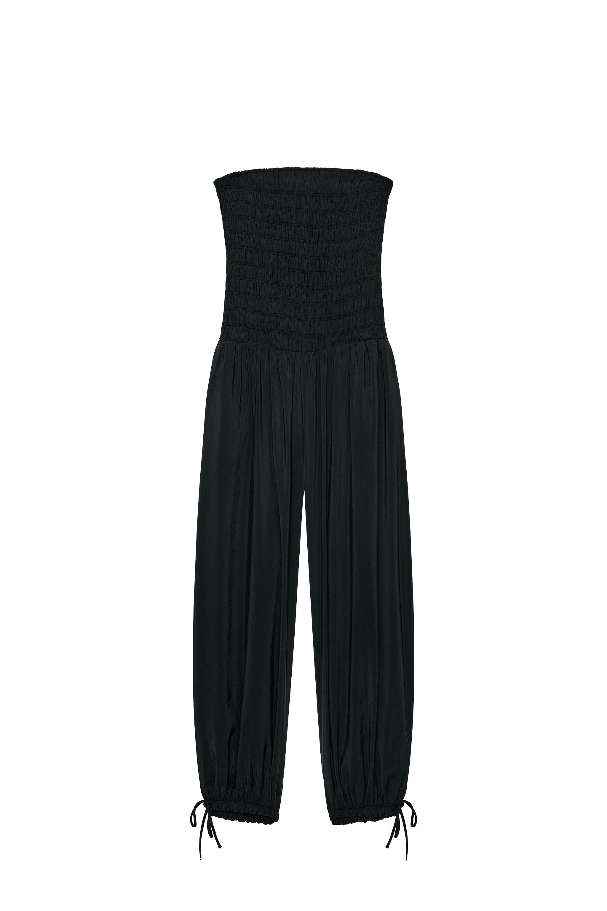 GATHERED STRAPLESS JUMPSUIT