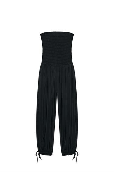 GATHERED STRAPLESS JUMPSUIT - Black by Zara