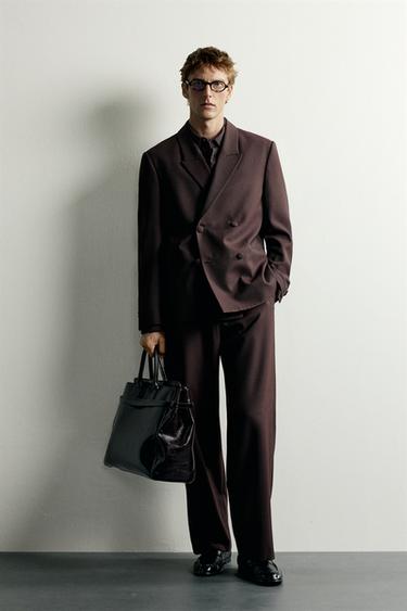 STRAIGHT-LEG SUIT TROUSERS - Dark brown by Zara - Image 0