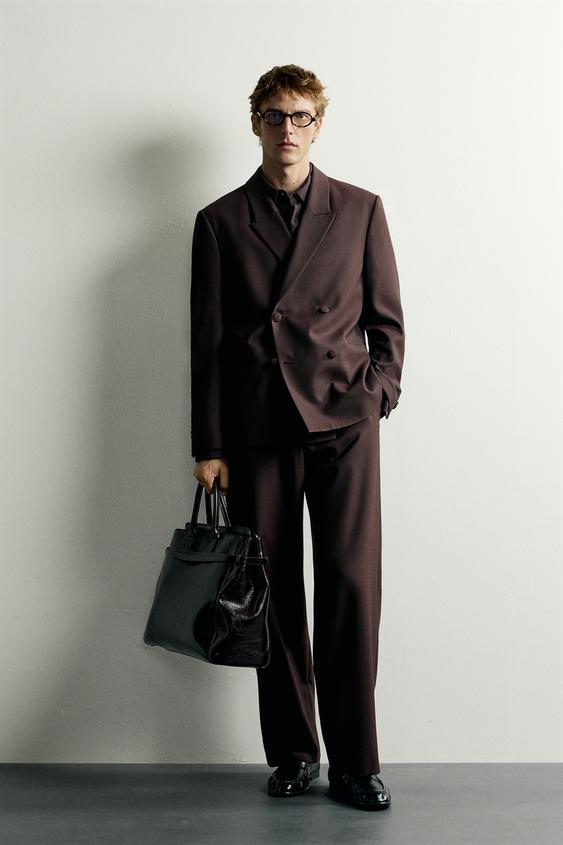 PANTALÓN TRAJE STRAIGHT FIT - Marrón oscuro de Zara - Imagen 0