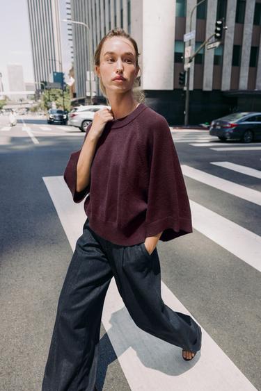 PULL EN MAILLE À MANCHES LARGES - Violet de Zara