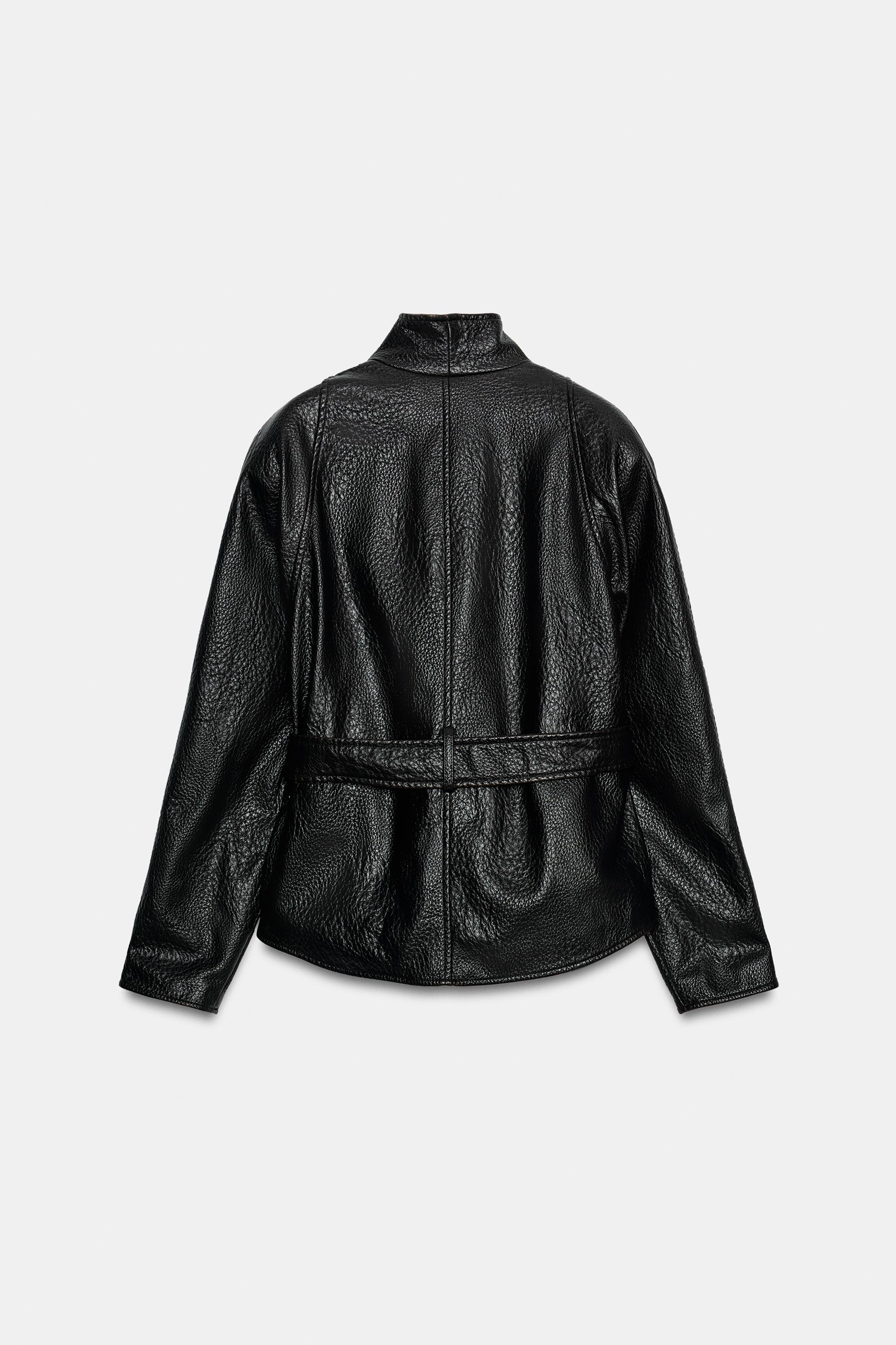 Женские куртки Zara ZW COLLECTION FAUX LEATHER BELTED JACKET — фото 8