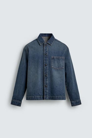 قميص دينيم مغسول - أزرق الخاص بـ Zara