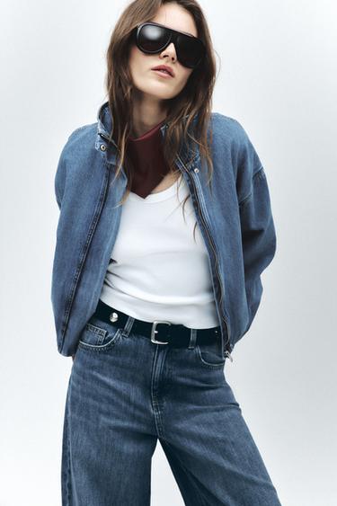 DENIM BOMBER JACKET - Indigo by Zara