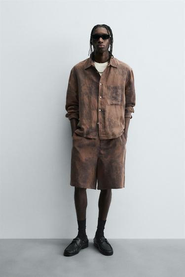 CAMISA AMPLA ESTAMPADO TIE DYE - Marrom da Zara - Imagem 0