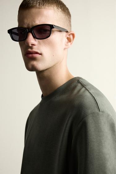 T-SHIRT RELAXED FIT INTERLOCK /04 - Kaki foncé de Zara