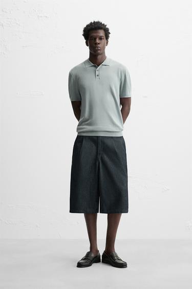 POLOSHIRT AUS STRICK MIT VISKOSE-MISCHGEWEBE - Grau / Blau von Zara