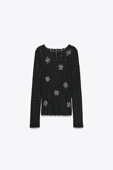 BEADED LACE TOP - Black by Zara - Image 5