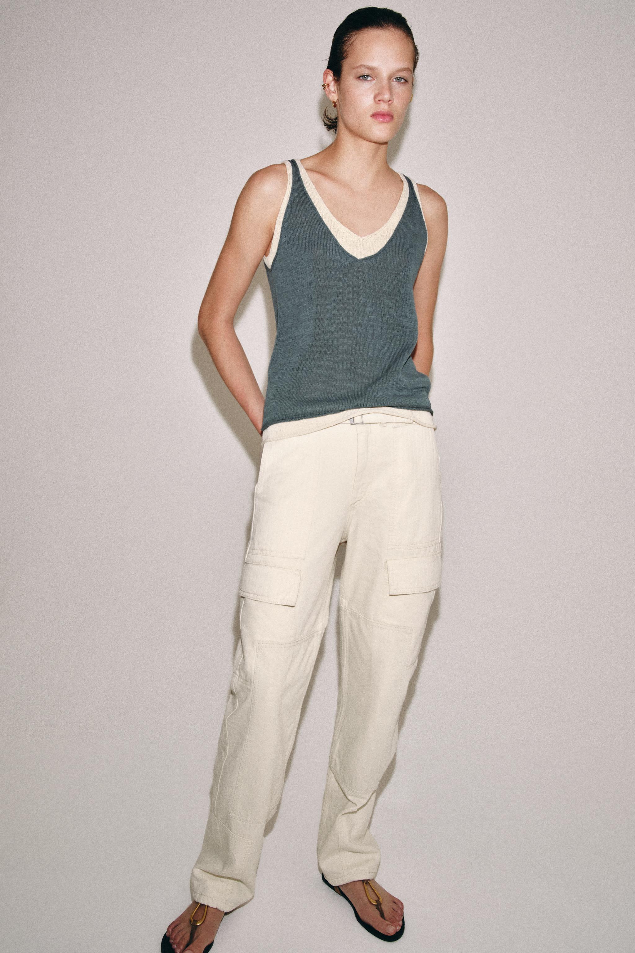 Zara KONTRAST DETAYLI TRİKO TOP
