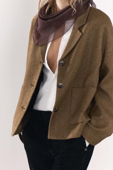 BUNDA SE VZOREM RYBĺ KOSTI ZW COLLECTION - Hnědá od Zara