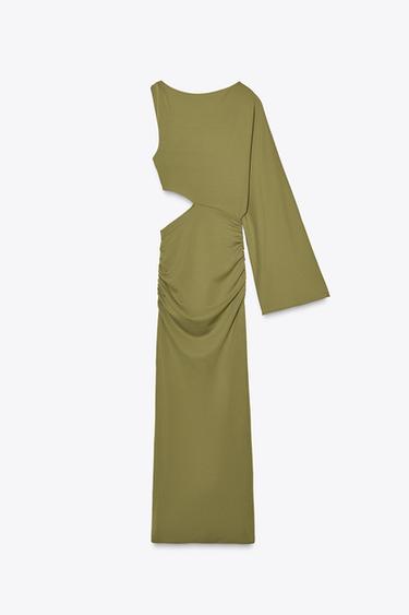 ROBE MI-LONGUE AJOURÉE - Vert de Zara - Image 6
