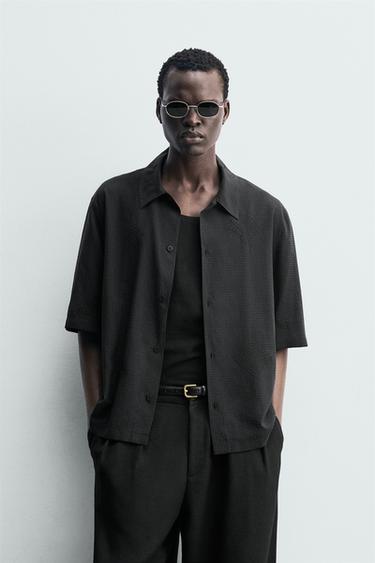 СОРОЧКА З ГЕОМЕТРИЧНОЮ ВИШИВКОЮ - Сірий Zara