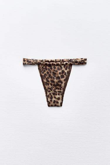 ANIMAL PRINT TULLE CURTAIN BIKINI BOTTOMS - Leopard by Zara
