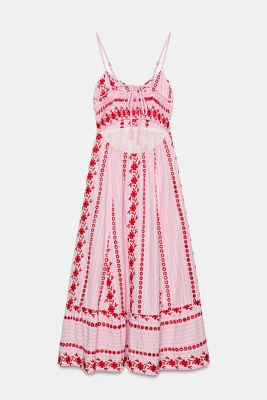 ROBE MIDI À BRODERIES PERFORÉES - Rose de Zara - Image 6