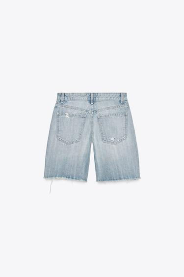 BERMUDA EN JEAN TRF TAILLE MI-HAUTE DÉCHIRÉ - Bleu clair de Zara - Image 3